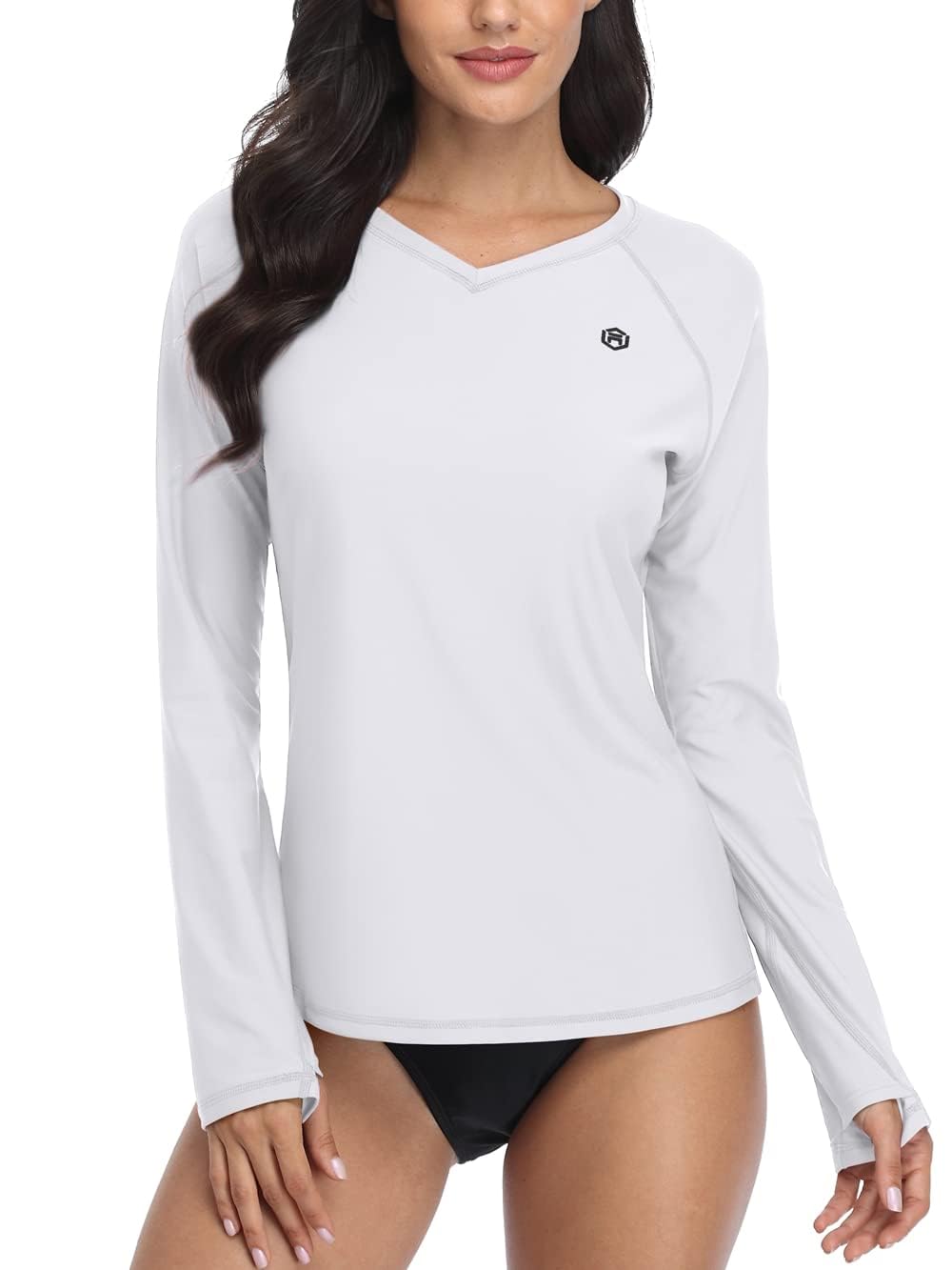 ATTRACO Women's Rash Guard Swim Shirt Long Sleeve Uv Sun Protection Quick Dry Lightweight Printed Shirts with Thumb Holes