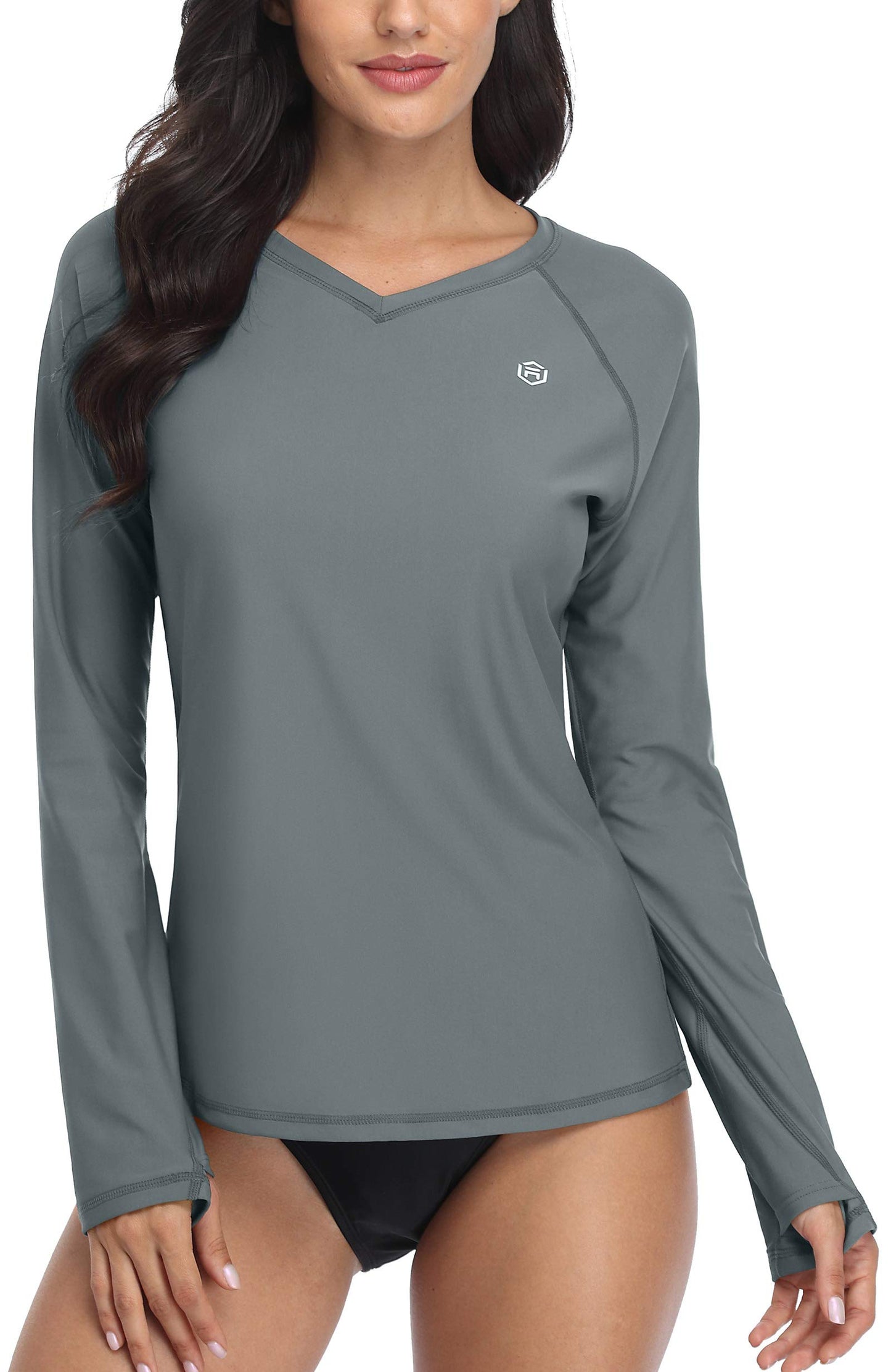 ATTRACO Women's Rash Guard Swim Shirt Long Sleeve Uv Sun Protection Quick Dry Lightweight Printed Shirts with Thumb Holes