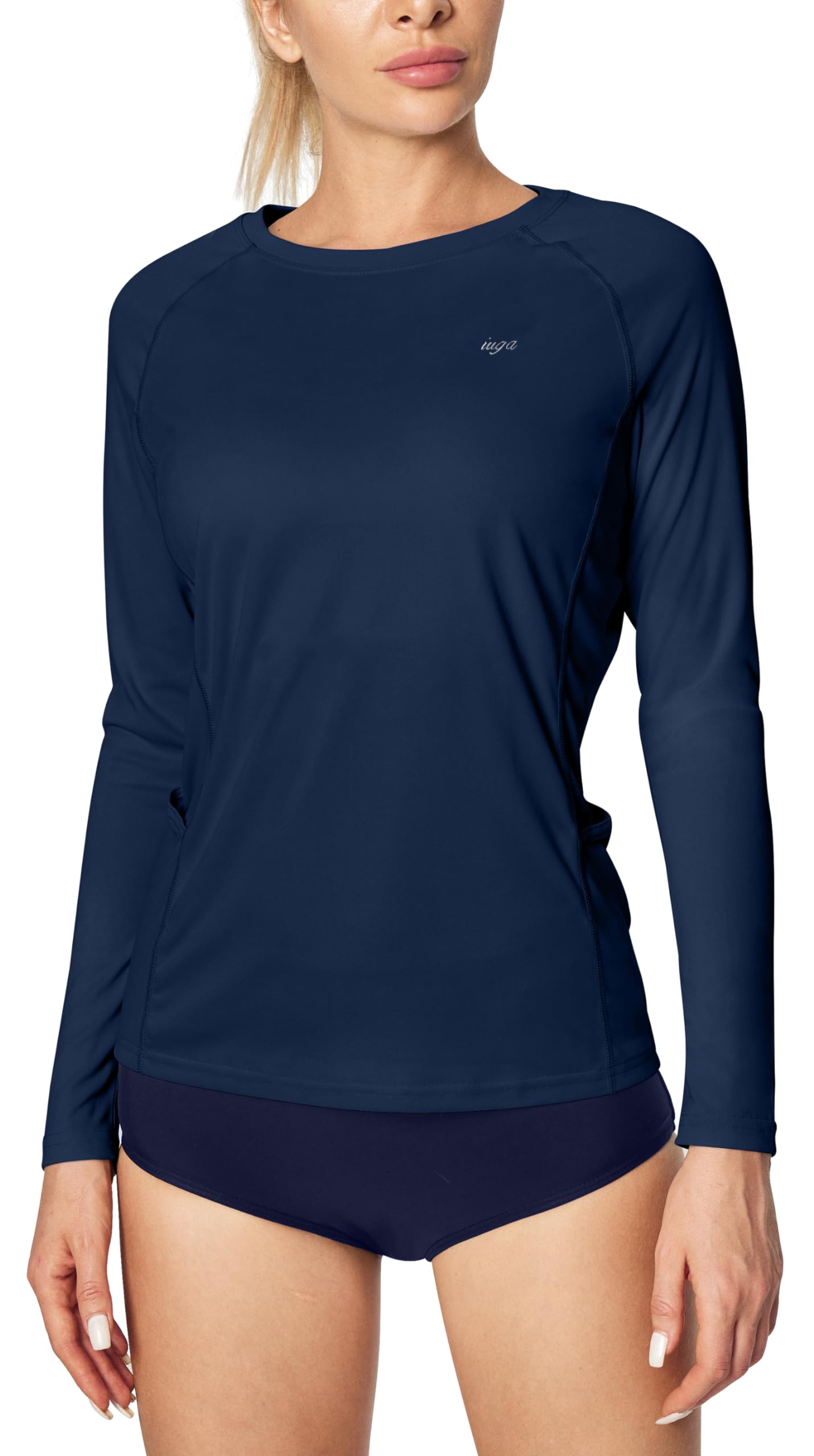 IUGA Rash Guard for Women UPF 50+ SPF UV Protection Long Sleeve Workout Tops with Pockets Dry Fit Hiking Swim Shirt