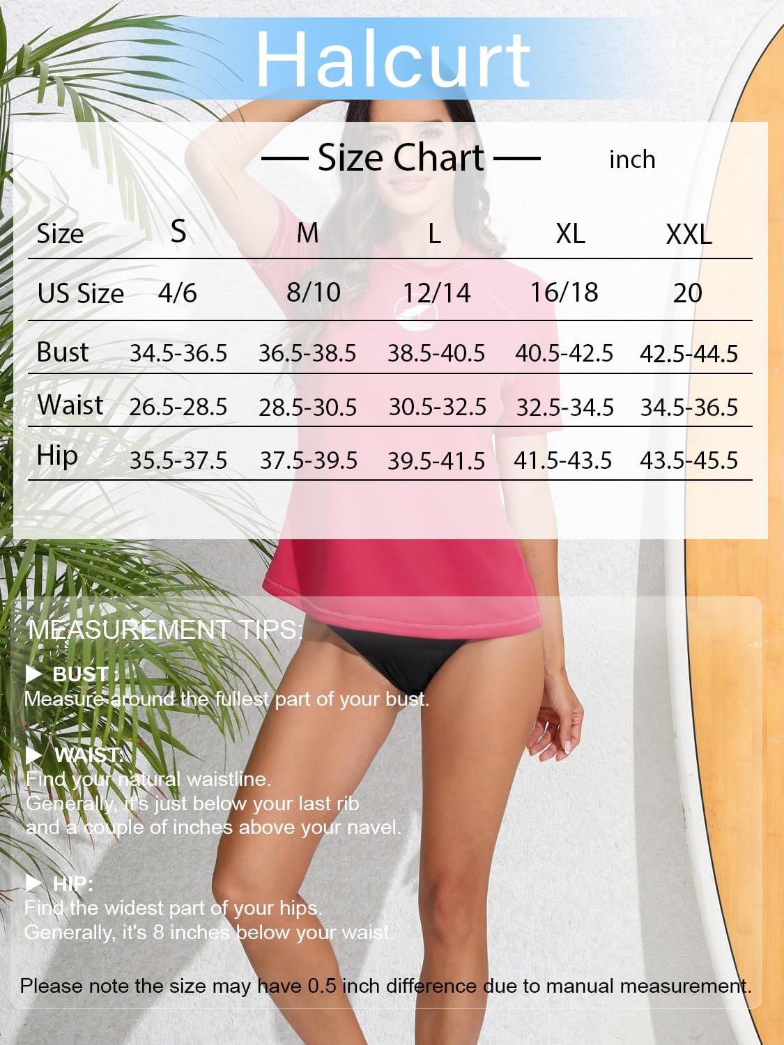 Halcurt Women's Short Sleeve Rash Guard with Built in Bra Swim Shirt UPF50+ Quick Dry Lightweight Swimsuit Top