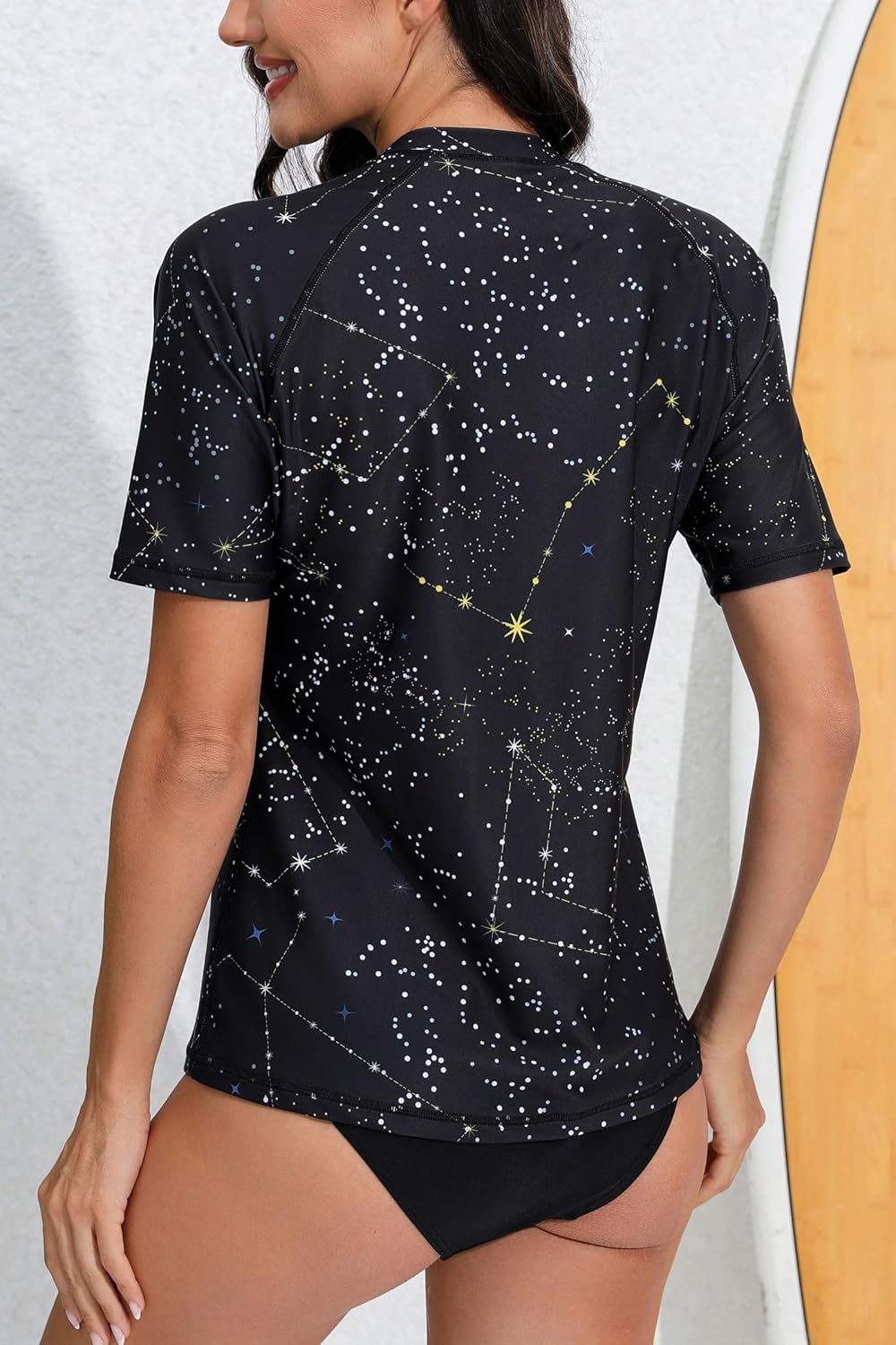 Halcurt Women's Short Sleeve Rash Guard Swimsuit Top with Built in Bra Swim Shirt UPF50+ Quick Dry Bathing Suit