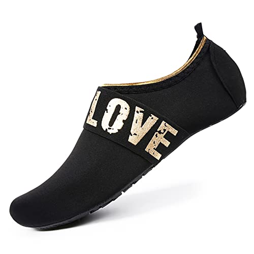 Gold Love Black Unisex Barefoot Beach Sand Socks