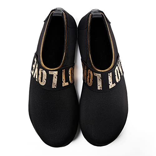 Gold Love Black Unisex Barefoot Beach Sand Socks