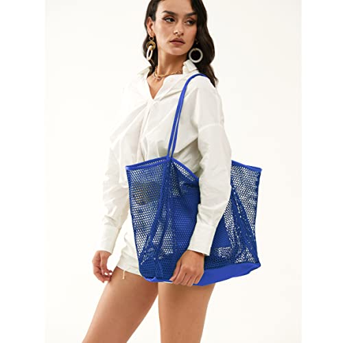 HOXIS Mesh Beach Tote Womens Shoulder Handbag (Klein Blue)