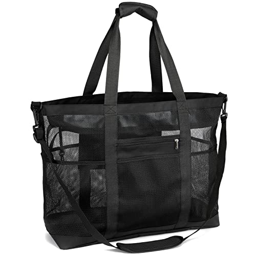 Foldable Mesh Beach Bag with 9-Pockets