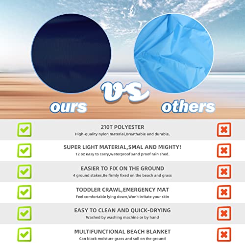 Navyblue Mandala Lightweight Waterproof Sandproof Beach Blanket