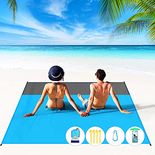 Blue Lightweight Waterproof Sandproof Beach Blanket