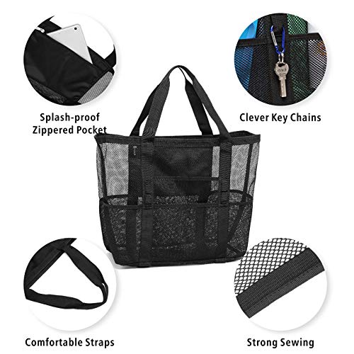 Foldable Mesh Beach Bag with 9-Pockets