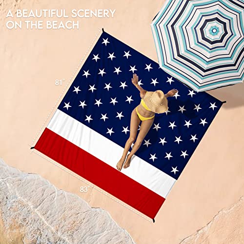 American Flag Lightweight Waterproof Sandproof Beach Blanket