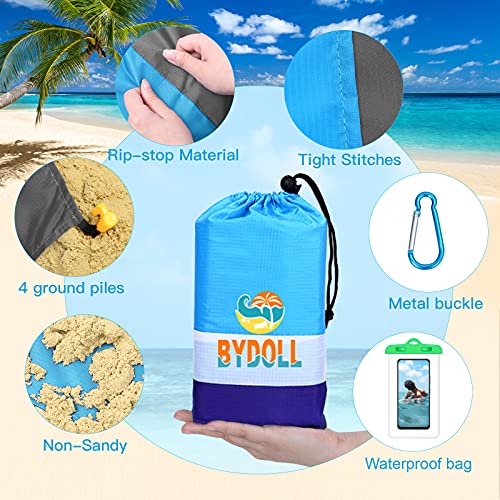 Blue Lightweight Waterproof Sandproof Beach Blanket