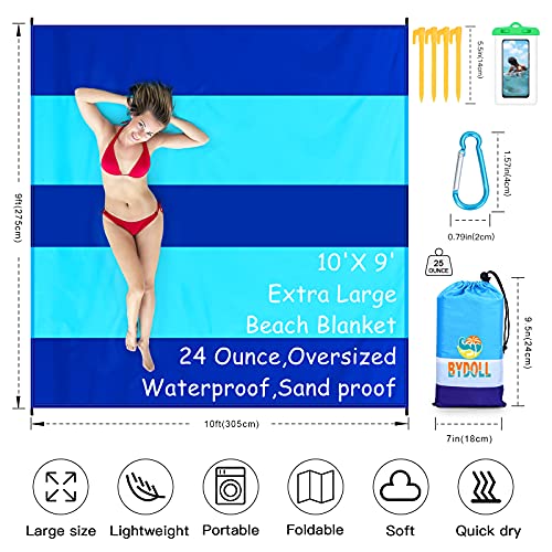 Blue Lightweight Waterproof Sandproof Beach Blanket