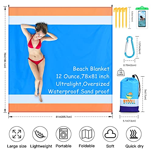 Blue Lightweight Waterproof Sandproof Beach Blanket