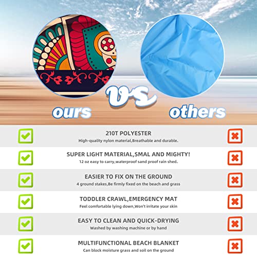 Mandala Black Lightweight Waterproof Sandproof Beach Blanket