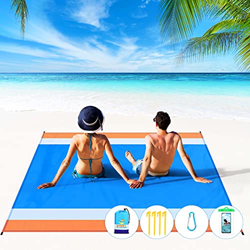 Blue Lightweight Waterproof Sandproof Beach Blanket