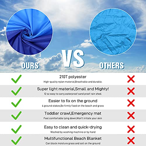 Blue Lightweight Waterproof Sandproof Beach Blanket