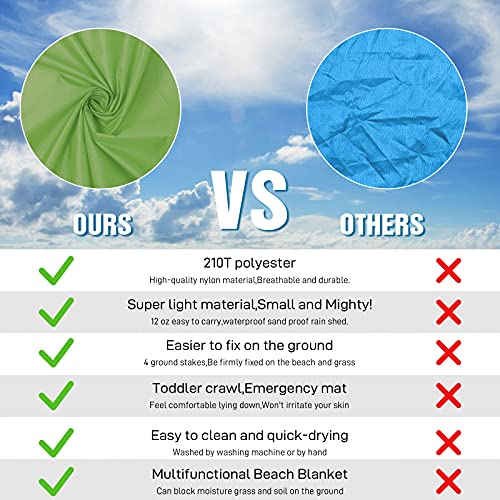 Blue Gray Lightweight Waterproof Sandproof Beach Blanket