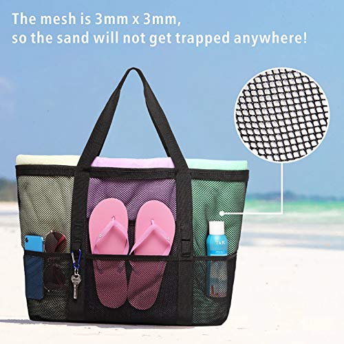 Foldable Mesh Beach Bag with 9-Pockets