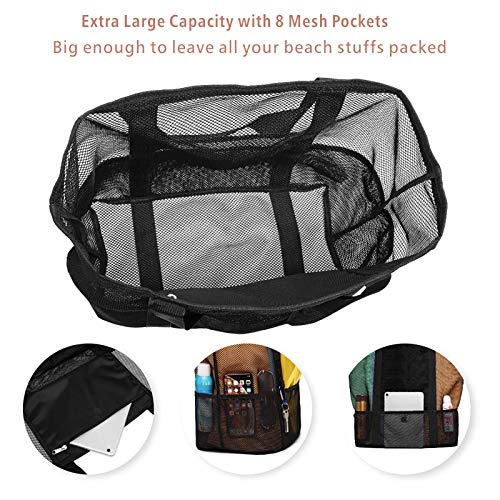 Foldable Mesh Beach Bag with 9-Pockets