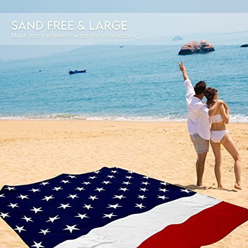 American Flag Lightweight Waterproof Sandproof Beach Blanket