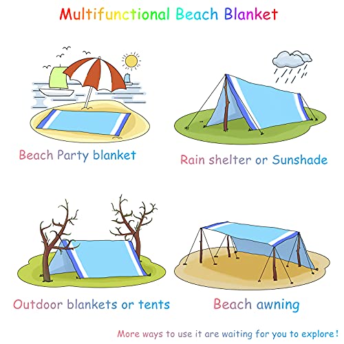 Blue Lightweight Waterproof Sandproof Beach Blanket
