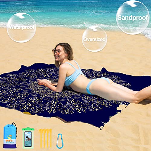 Navyblue Mandala Lightweight Waterproof Sandproof Beach Blanket