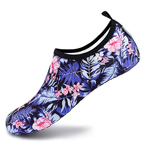 Blue Floral Leaf Unisex Water Sports Beach Sand Socks