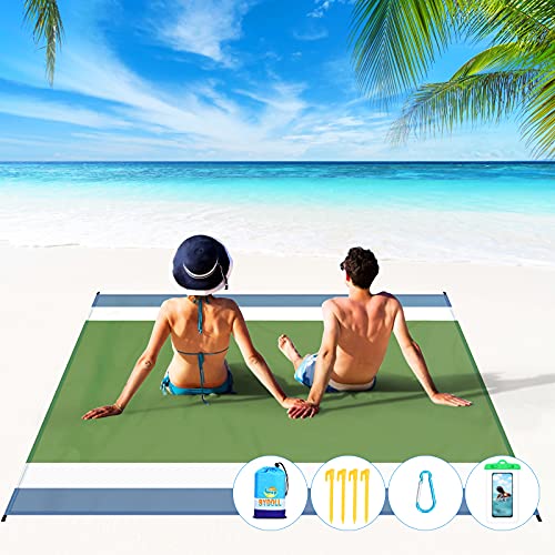 Blue Gray Lightweight Waterproof Sandproof Beach Blanket