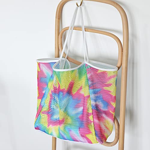 HOXIS Mesh Beach Tote Womens Shoulder Handbag (Tie Dye)