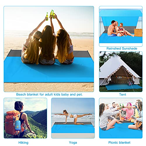 Blue Lightweight Waterproof Sandproof Beach Blanket