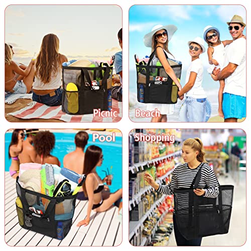 Foldable Mesh Beach Bag with 9-Pockets
