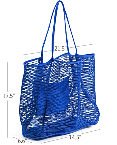 HOXIS Mesh Beach Tote Womens Shoulder Handbag (Klein Blue)