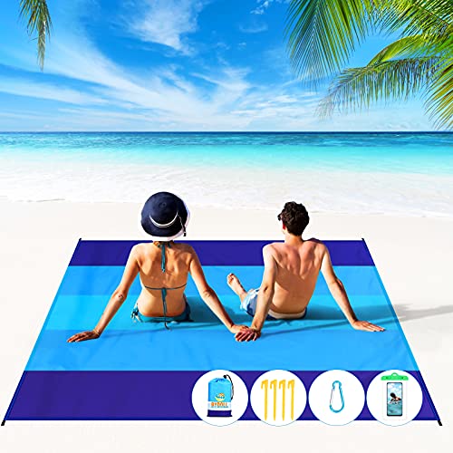 Blue Lightweight Waterproof Sandproof Beach Blanket