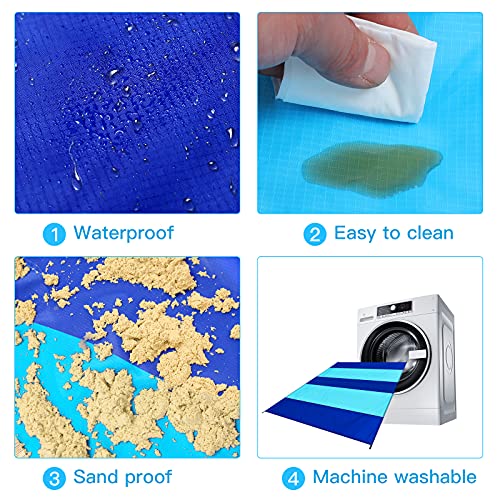 Blue Lightweight Waterproof Sandproof Beach Blanket