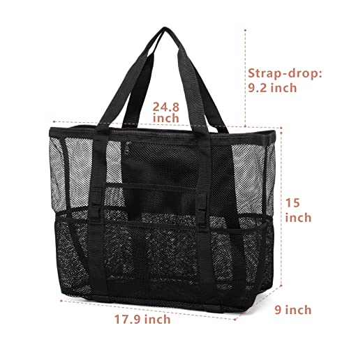 Foldable Mesh Beach Bag with 9-Pockets