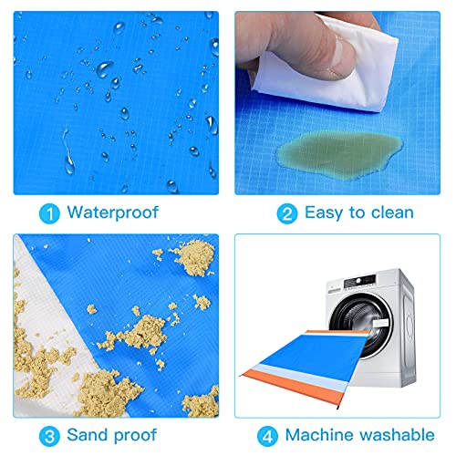 Blue Lightweight Waterproof Sandproof Beach Blanket