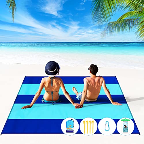 Blue Lightweight Waterproof Sandproof Beach Blanket