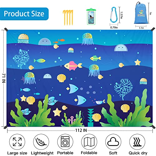 Sea Fish Lightweight Waterproof Sandproof Beach Blanket