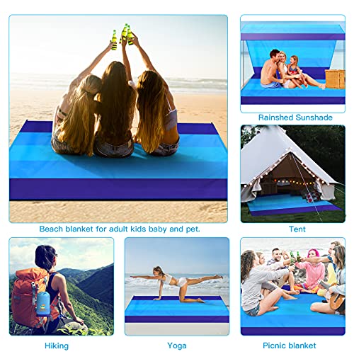 Blue Lightweight Waterproof Sandproof Beach Blanket