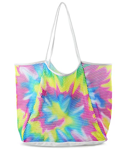 HOXIS Mesh Beach Tote Womens Shoulder Handbag (Tie Dye)