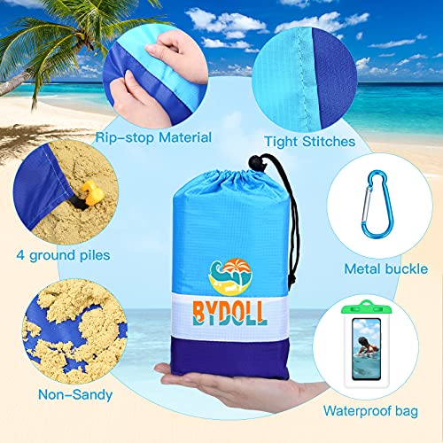 Blue Lightweight Waterproof Sandproof Beach Blanket