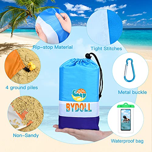 Blue Lightweight Waterproof Sandproof Beach Blanket