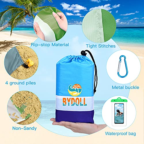 Blue Gray Lightweight Waterproof Sandproof Beach Blanket