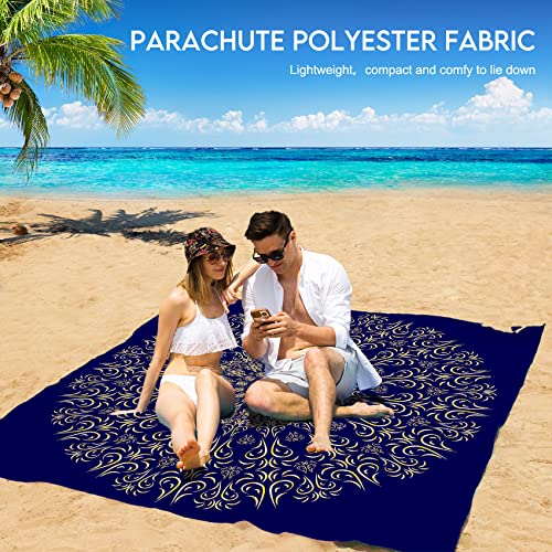 Navyblue Mandala Lightweight Waterproof Sandproof Beach Blanket