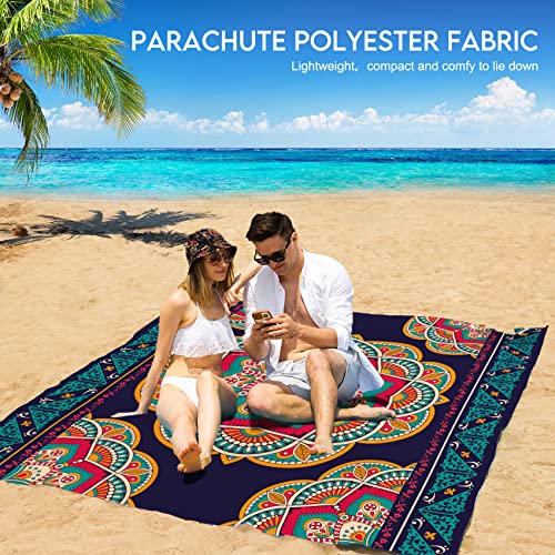 Mandala Black Lightweight Waterproof Sandproof Beach Blanket