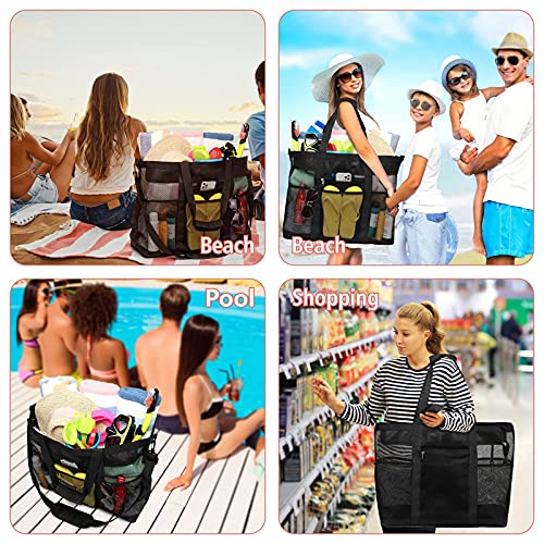 Foldable Mesh Beach Bag with 9-Pockets