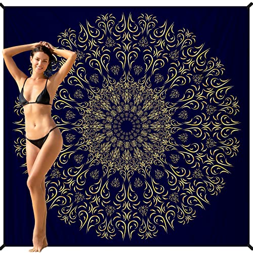 Navyblue Mandala Lightweight Waterproof Sandproof Beach Blanket